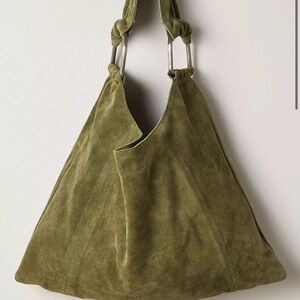 Free People Bobbi Slouch Olive Suede Hobo Bag